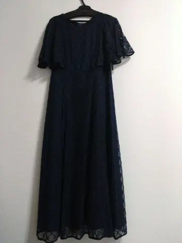 플레어 슬리브 네이비 롱 드레스 원피스