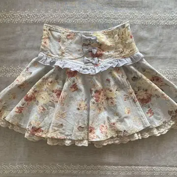 LIZ LISA 플레어 스커트 밑단 레이스 스카이블루
