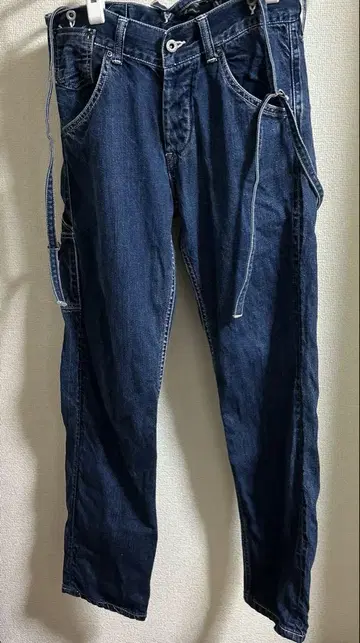 젬블 2way 서스펜더 데님 카고 스타일 팬츠 일본제