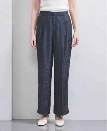 UNITED ARROWS 도트 새틴 2턱 와이드 팬츠