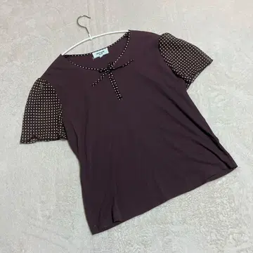 피에르 가르뎅 * 상의 반팔 티셔츠 도트 무늬 리본 프릴