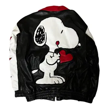 레어 90s AMERICAN TOONS PEANUTS 가죽 재킷 L