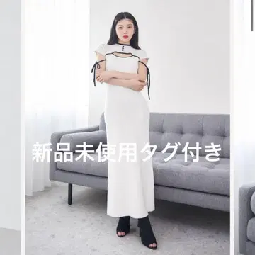 Darich 다리치 파이핑 리본 디자인 니트 롱 원피스