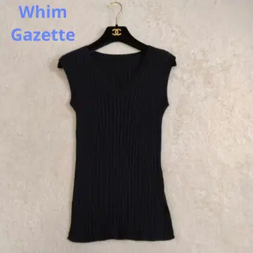 Whim Gazette 윔 가젯 리브 니트 탑 슬리브리스