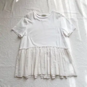 유나이티드 애로우즈 티어드 콤비 숏 슬리브 컷 티셔츠 페플럼 티셔츠