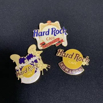 레트로 Hard Rock Cafe Kowloon 핀 배지 3개 세트