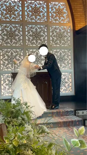 웨딩 베일 펄 라메 장식