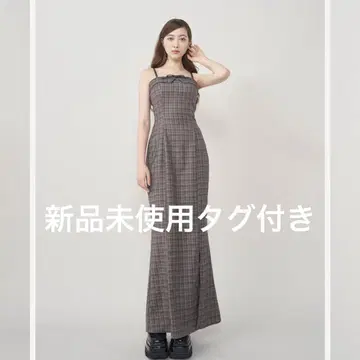 Darich 다리치 가죽 리본 체크 롱 원피스