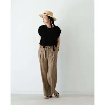 새상품 23SS 허그아워 린넨 오버 다이 스트레이트 리본 팬츠