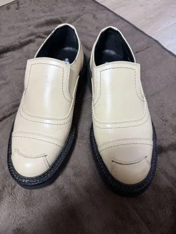 야마네 신발점 가죽 슬립온 레일맨 화이트 Size8
