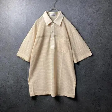 vintage 반팔 셔츠 구제 의류 옷깃 플라켓 디자인 절개 베이지