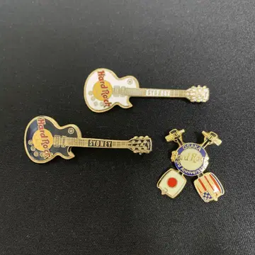 빈티지 Hard Rock Cafe 기타 고유명사 핀 배지 3개 세트