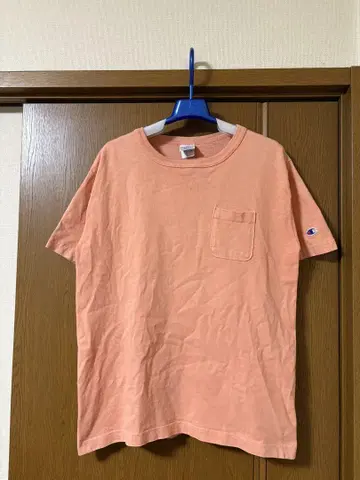 Champion T1011 티셔츠 M 포켓 살몬 핑크 계열