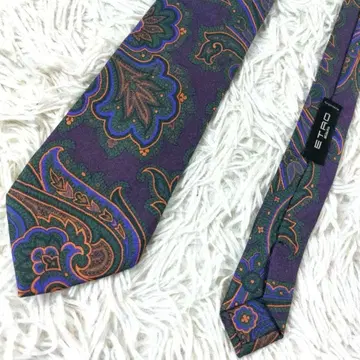 미사용급 ETRO 페이즐리 무늬 실크 자카드 멀티 더스티 컬러 넥타이