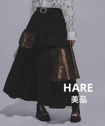 HARE 아트 자카드 절개 플레어 스커트