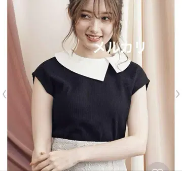 아지메 컬러 리브 상의 카라가 있는 상의