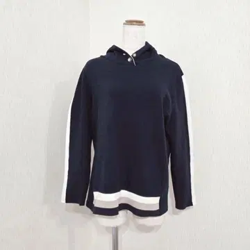 Antiles 사이드 라인 후드 부착 풀오버 후드티 짙은 네이비