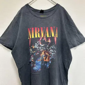 구제 의류 NIRVANA 닐바나 밴딩 티셔츠 밴 티 남성용 M 그레이