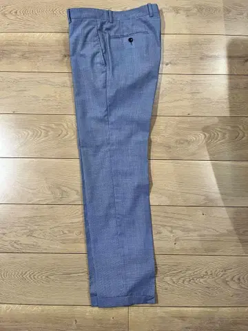 블루 계열 체크 무늬 슬랙스 79cm