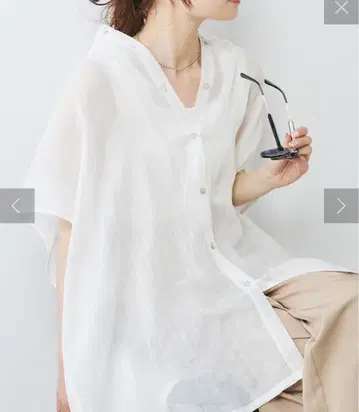 pual ce cin [Du noir] 라미 노카라 블라우스 화이트