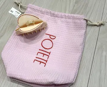 POTETE 포테테 스톤 하트 클립 레드 스톤 핑크 베이지