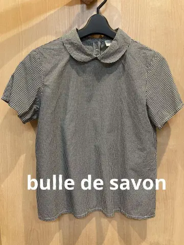 bulle de savon 뷔르데사봉 반팔 블라우스 깅엄 체크