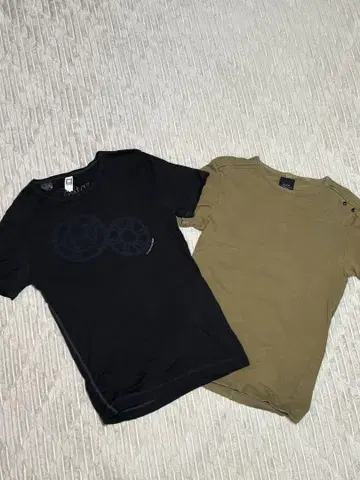 G-STAR RAW 티셔츠 2장 세트 S XS 면100% 블랙 카키