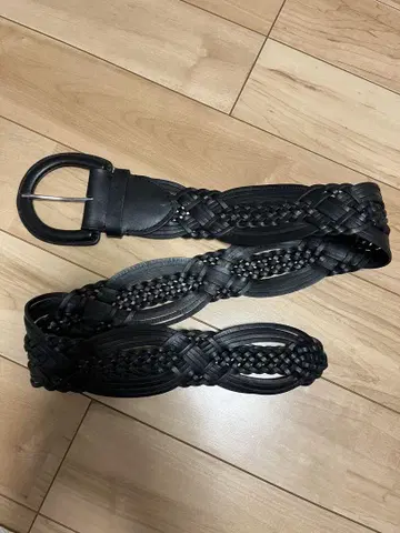 랄프 로렌 블랙 웨빙 가죽 벨트 소가죽