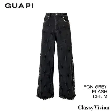 GUAPI 스터드 장식 블랙 팬츠 DENIM PANTS