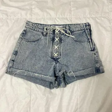 데님 레이스업 숏 팬츠 y2k