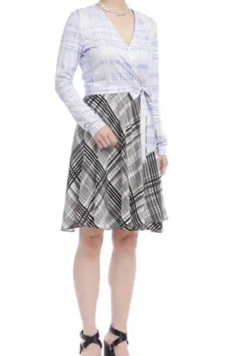 새상품 다이앤 폰 파스텐버그 체크 랩 원피스 실크