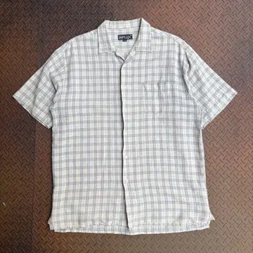 90s-00s INFLUX 린넨 코튼 체크 셔츠 S/S