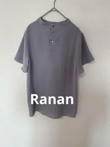 라난 그레이 반팔 버튼 셔츠