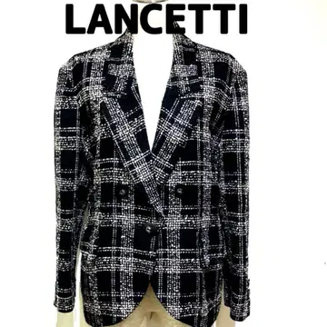LANCETTI 트위드 더블 브레스트 자켓 사이즈 42 울 실크