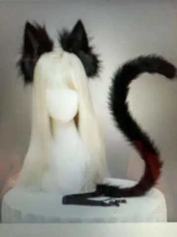고양이 귀 가발과 꼬리 2개 세트
