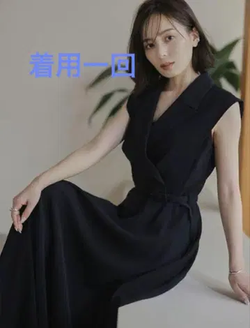 anuans 더블 새틴 테일러드 플레어 원피스 XS