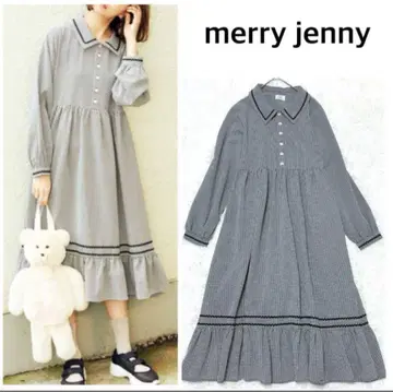 메리제니 나미나미 컬러 셔츠 원피스 깅엄 체크 블랙