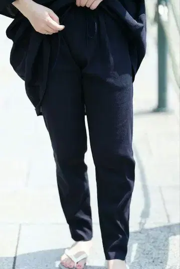 sousou 다카시마 주름 40/40 레깅스 팬츠 네이비