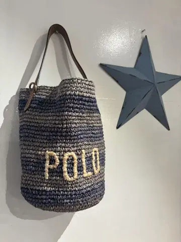 POLO 스트라이프 바스켓백과 드로우 스트링 백 세트