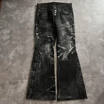 토네이도 마트 플레어 데님 블랙 데님 y2k 아카이브 블리치