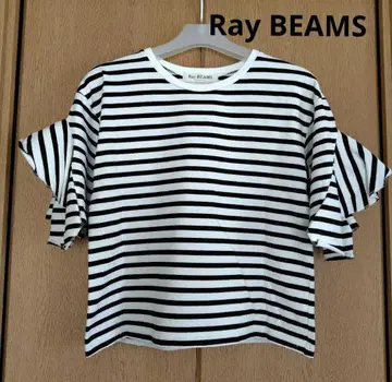 Ray BEAMS 스트라이프 프릴 반팔 티셔츠