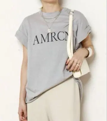 새상품 AP STUDIO 아메리카나 AMRCN 롤업 티셔츠 그레이