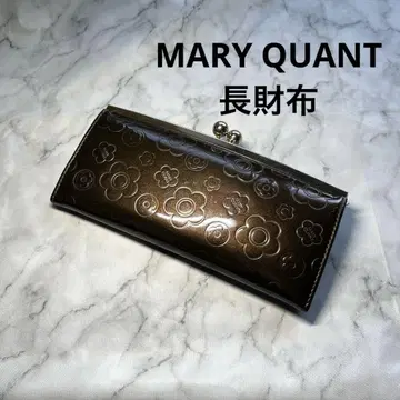 MARY QUANT 브라운 꽃무늬 엠보싱 장지갑 가마구치