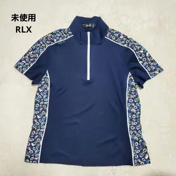 미사용 RLX 스트레치 반팔 상의 골프웨어 꽃무늬 지퍼