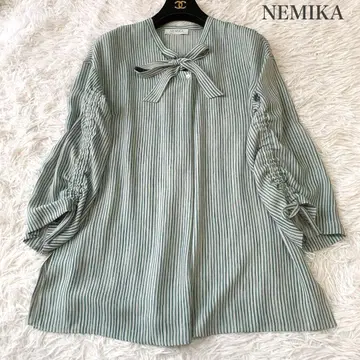 NEMIKA 소매 셔링 보타이 셔츠 블라우스 드레이프감 11호 일본제