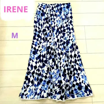 IRENA 플레어 롱 스커트 레이스 프린트 안감 부착 M 사이즈