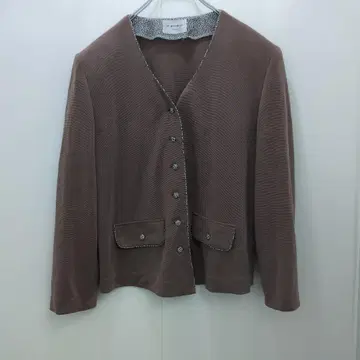 핑크 노카라 자켓 장식 버튼 테두리 디자인 고급