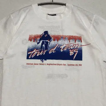 80s Vintage tour d' town '89 프린트 티셔츠