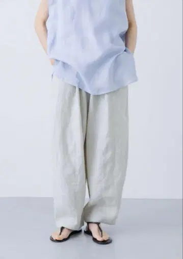카구레 린넨 와이드 팬츠 베이지