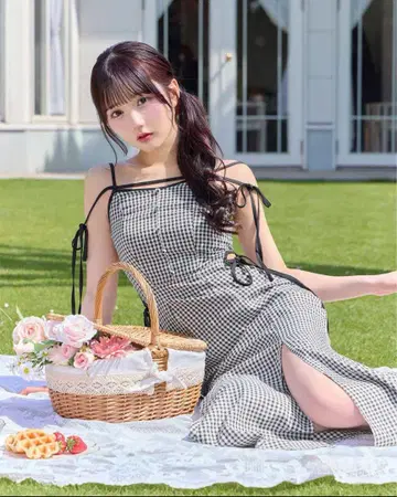 미셸 마카롱 사이드 컷 깅엄 체크 원피스 XS 사이즈